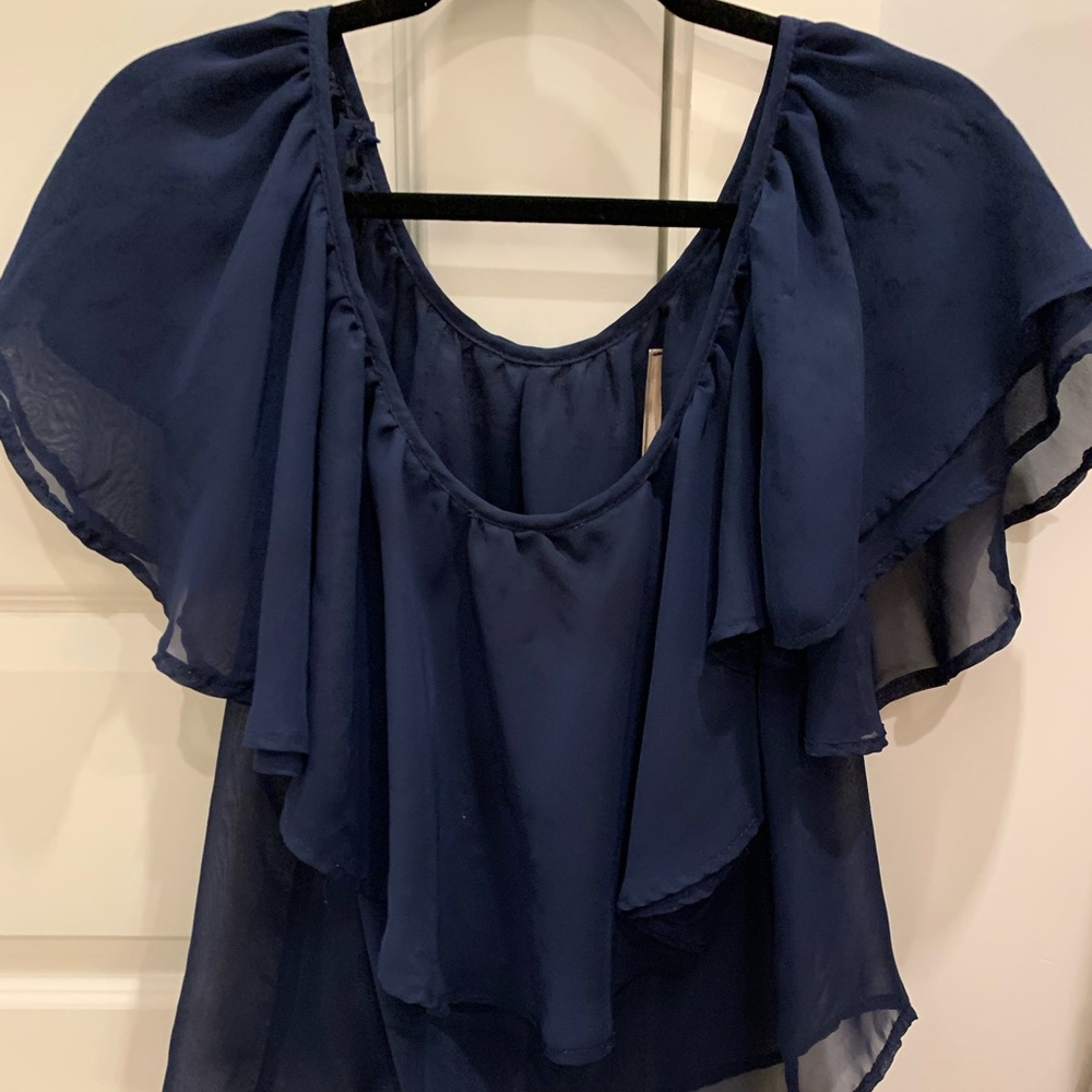 Navy off the shoulder flowy top